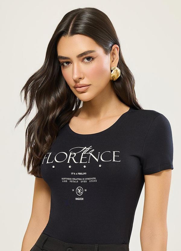 Blusa Manga Curta Florence Preto