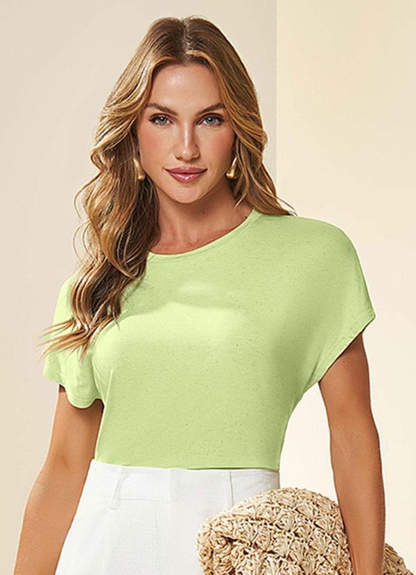 Blusa Manga Curta Meia Malha Verde