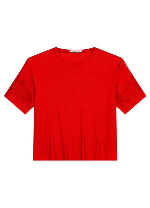 Blusa Manga Curta Plus Size Laranja