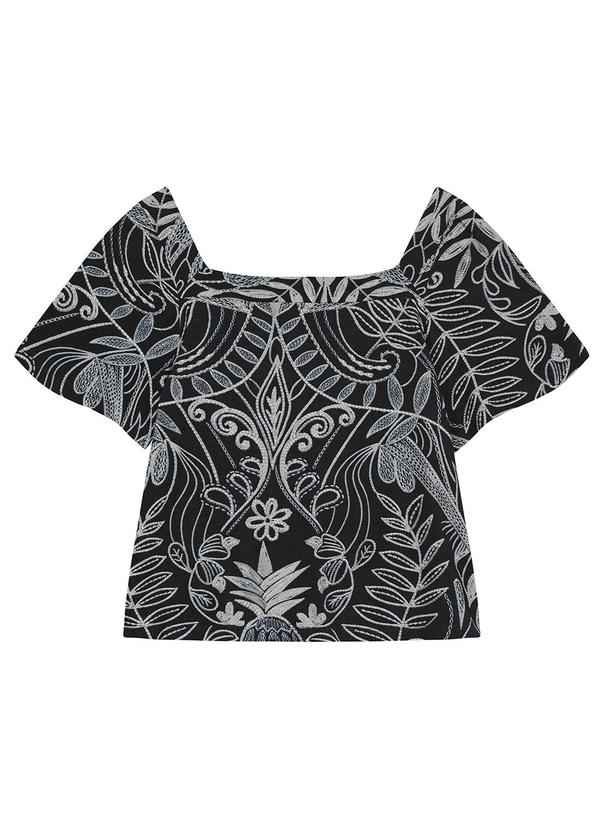Blusa Manga Curta Plus Size Preto