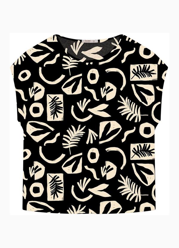 Blusa Manga Curta Plus Size Preto