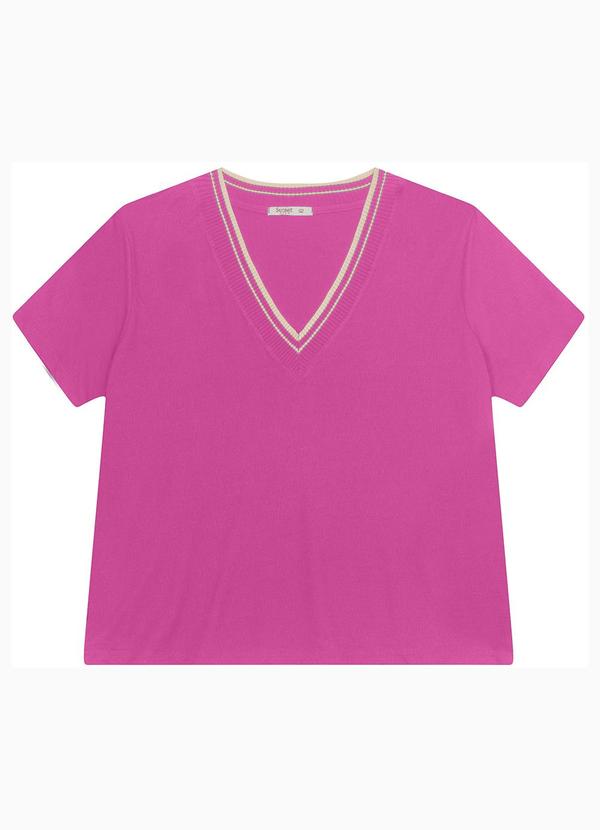Blusa Manga Curta Pluz Size Rosa