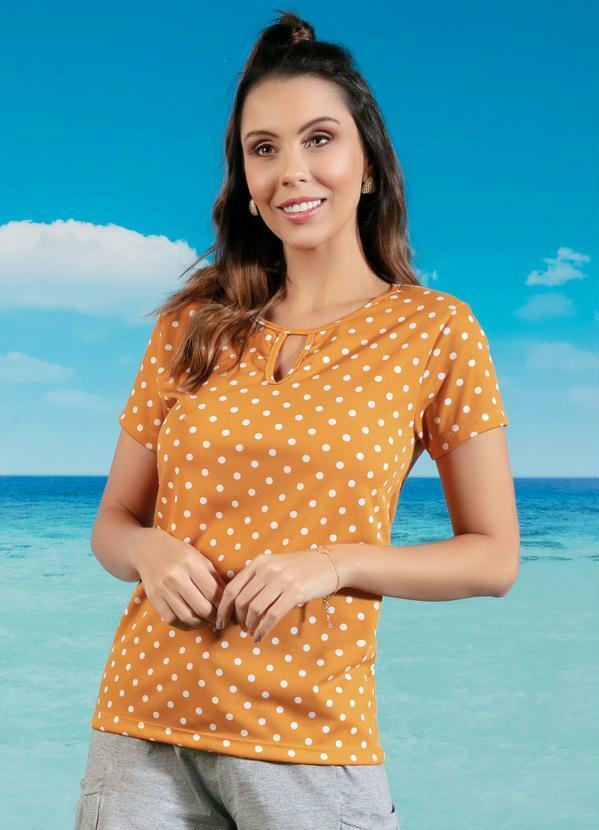 Vista 2 Blusa Manga Curta Poá Caramelo com Gota Moda Pop Moda Pop