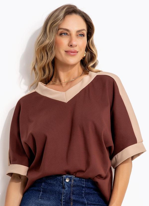 Vista 2 Blusa Manga Morcego Marrom Bimini Bimini