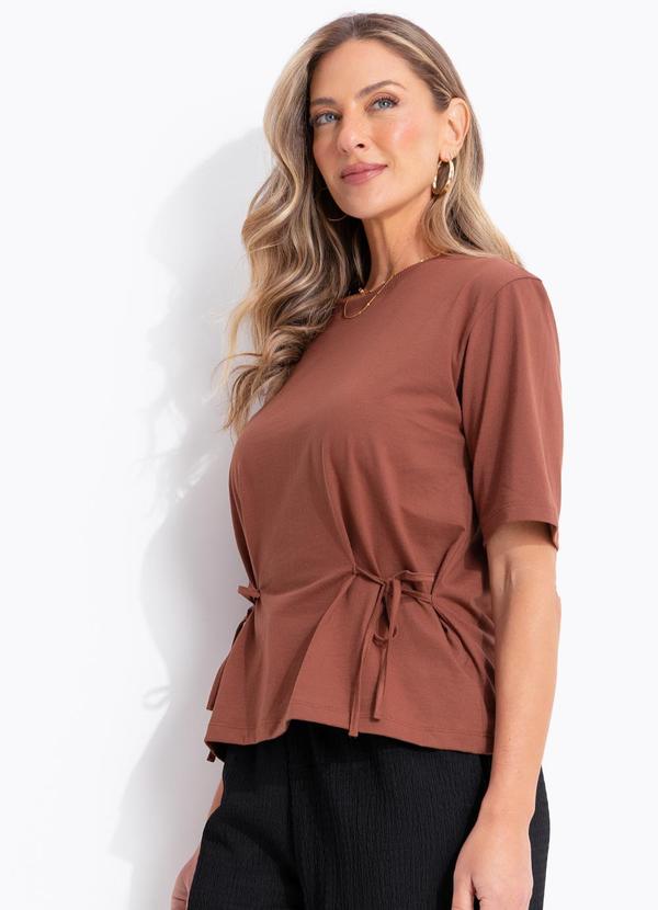 Blusa Marrom em Malha de Algodão