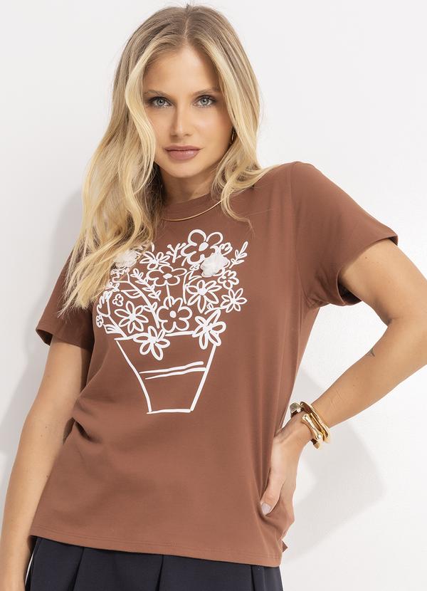Blusa Marrom em Malha de Algodão