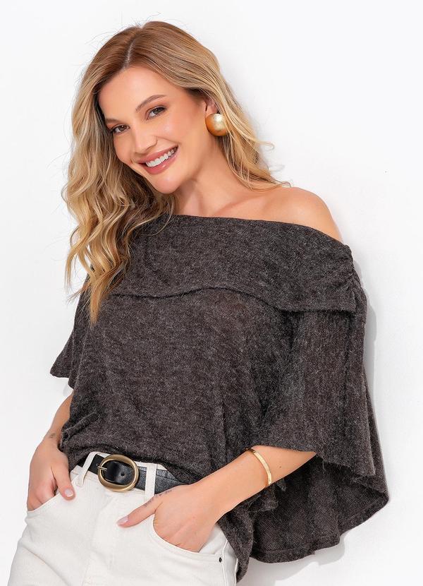 Blusa Marrom em Malha Tricot Angorá