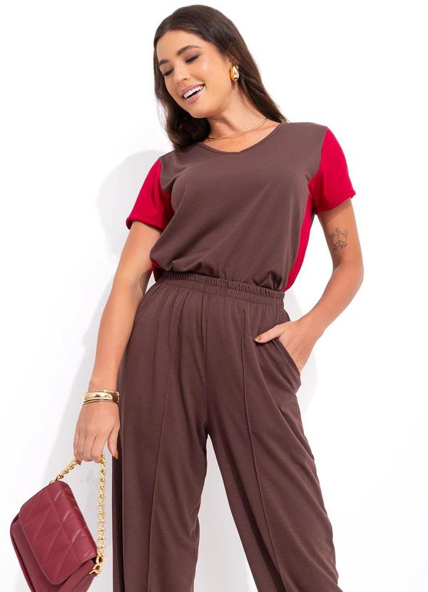 Vista 2 Blusa Marrom em Poliviscose Rosalie Rosalie