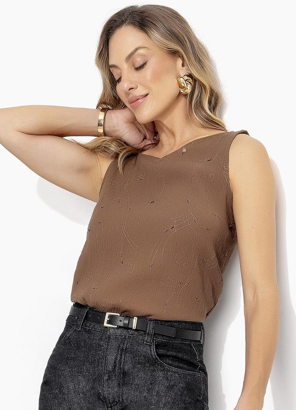 Blusa Marrom em Tecido Laise