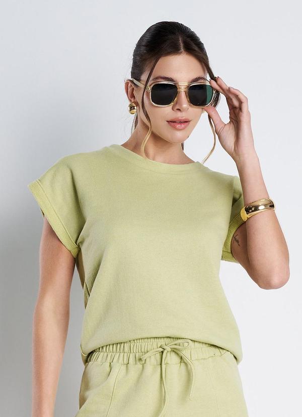 Vista 2 Blusa Moletinho Sandy Verde Olive Meu Jeans Meu Jeans