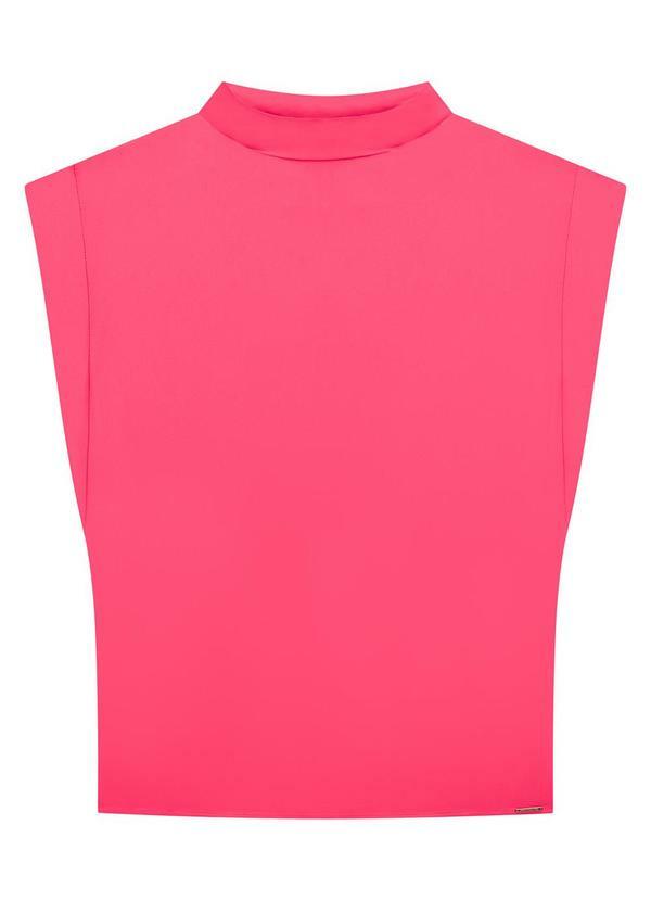 Vista 2 Blusa Muscle Tee em Tecido com Gola Alta Rosa Lunender Lunender