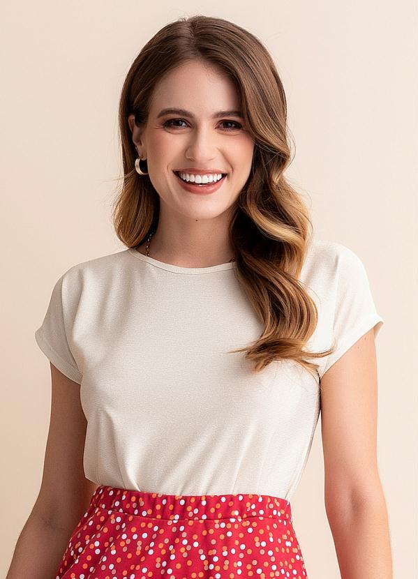 Blusa Off White em Malha com Lurex