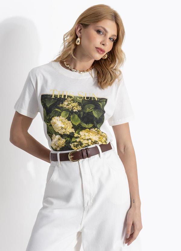 Blusa Off White em Malha de Algodão Penteado