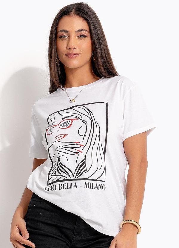 Vista 2 Blusa Off White em Malha de Algodão Penteado Quintess Quintess