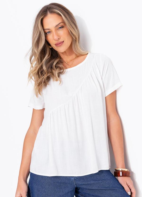 Blusa Off White em Viscose Plana