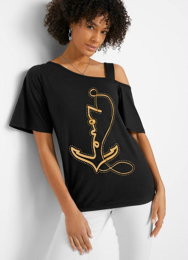 Blusa Ombro Vazado Preta