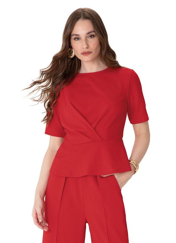 Blusa Peplum com Torção Vermelho
