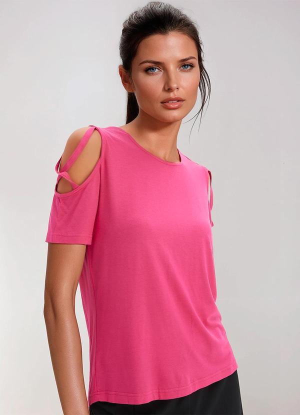 Vista 2 Blusa Pink em Malha de Viscose Quintess Quintess