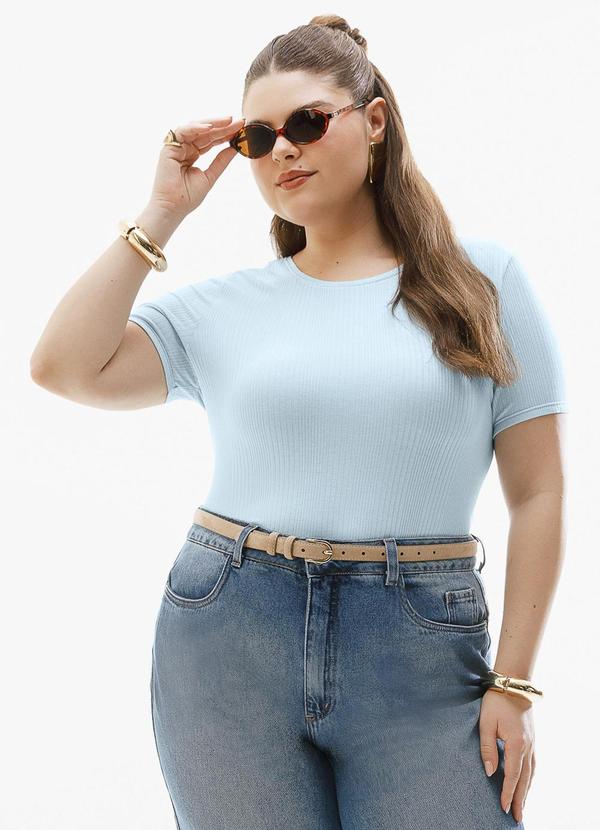 Blusa Plus Size Canelada Azul