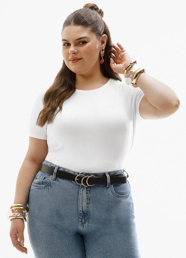 Blusa Plus Size Canelada Branco