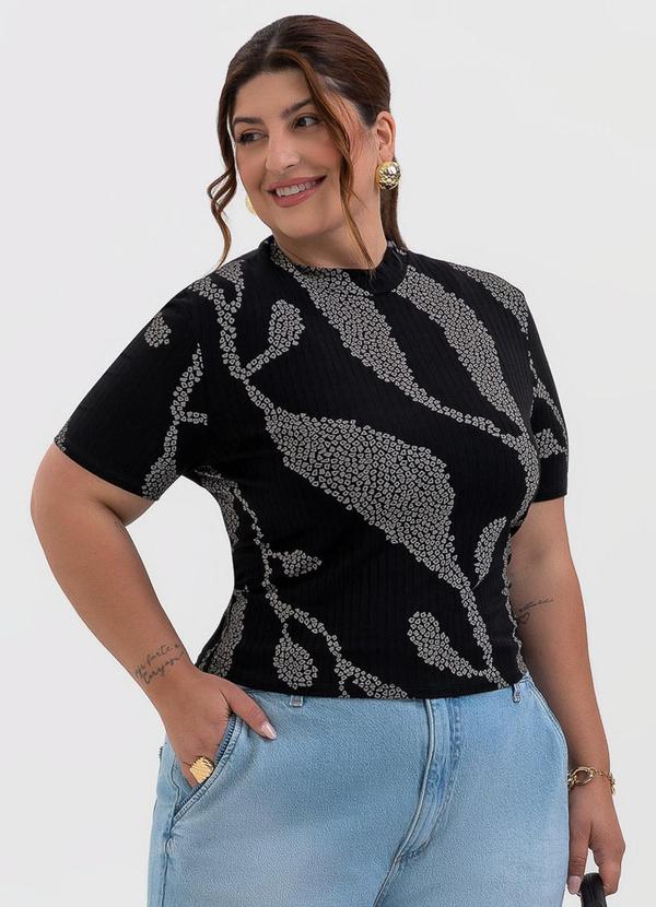 Blusa Plus Size Canelada Preto