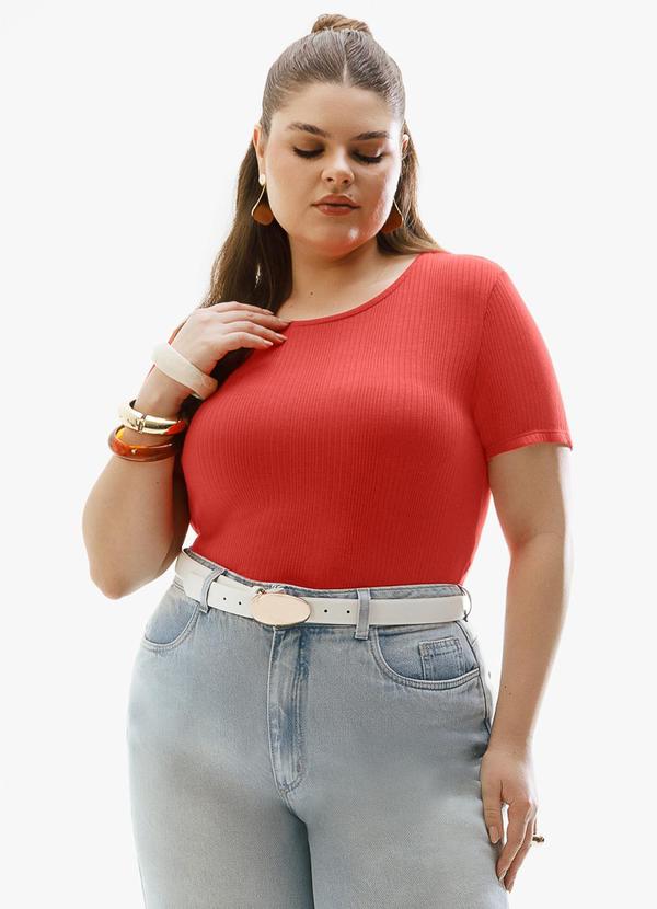 Blusa Plus Size Canelada Vermelho