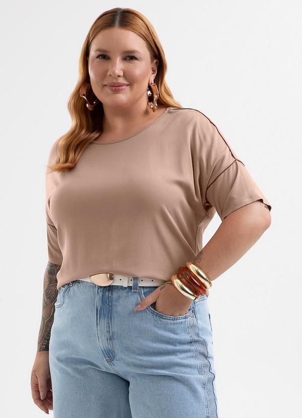 Blusa Plus Size em Viscose com Elastano Marrom