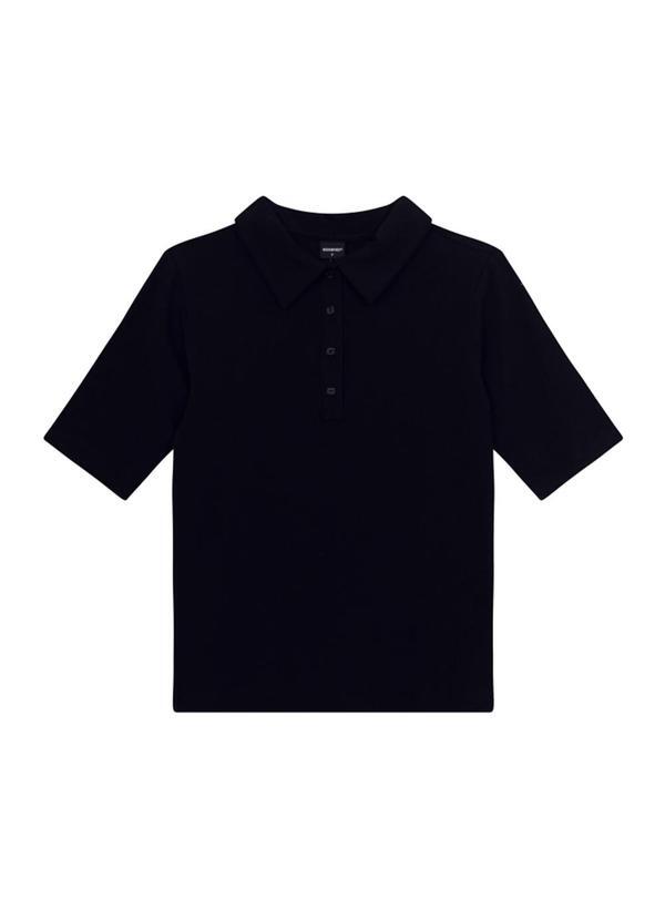 Blusa Polo Feminina em Cotton Preto