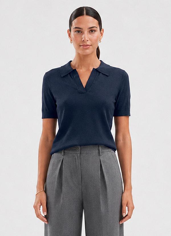 Blusa Polo Tricot Azul