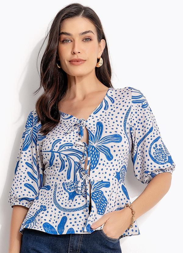 Blusa Pontilhado Azul em Malha Fria
