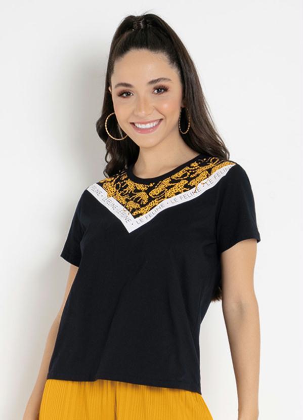Blusa Preta com Contrastes Rovitex
