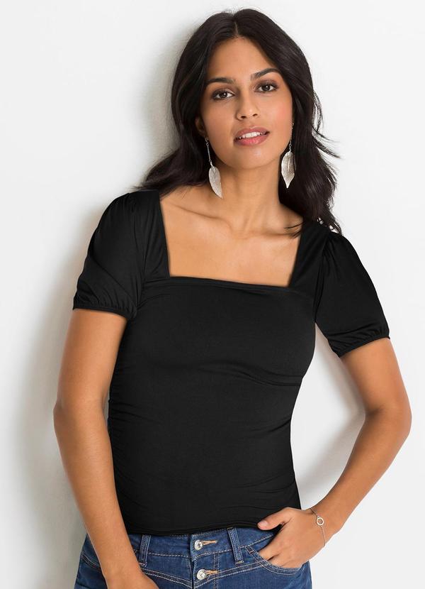 Blusa Preta em Malha Crepe