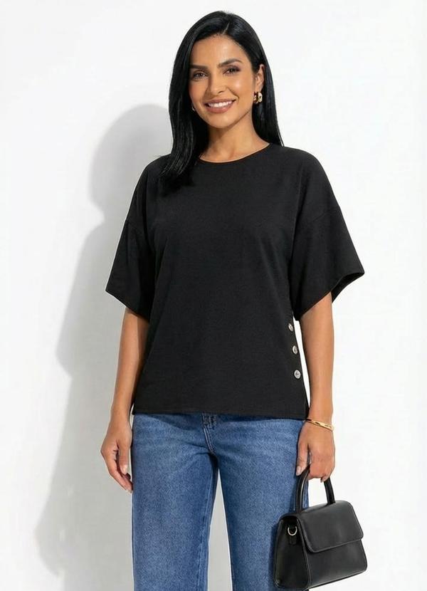 Blusa Preta em Malha Crepe