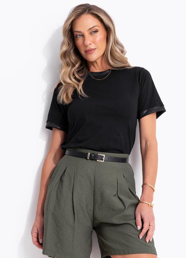 Blusa Preta em Malha de Algodão
