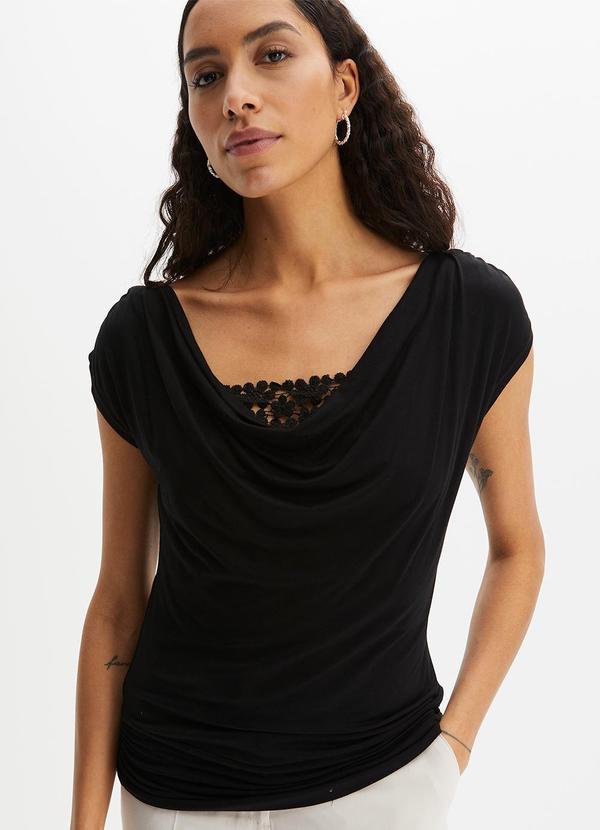 Blusa Preta em Malha de Viscose