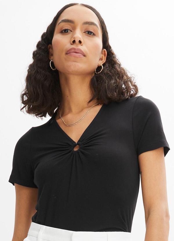 Blusa Preta em Malha de Viscose