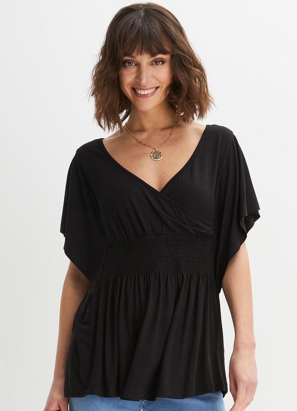 Blusa Preta em Malha de Viscose