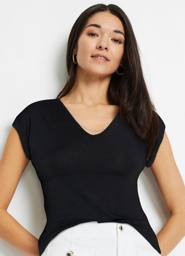 Blusa Preta em Malha de Viscose