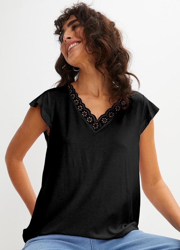 Blusa Preta em Malha de Viscose