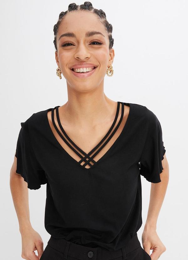 Blusa Preta em Malha de Viscose