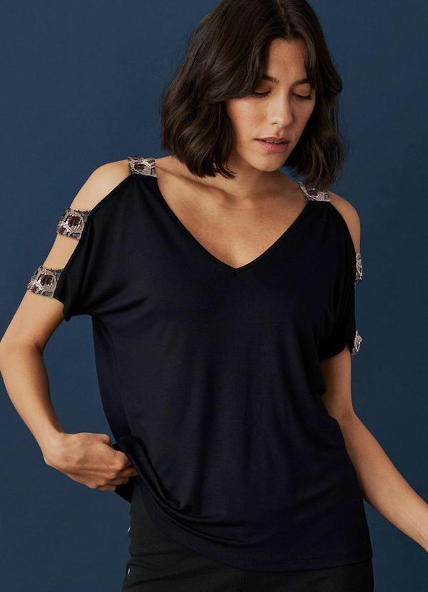 Vista 2 Blusa Preta em Malha de Viscose bonprix bonprix