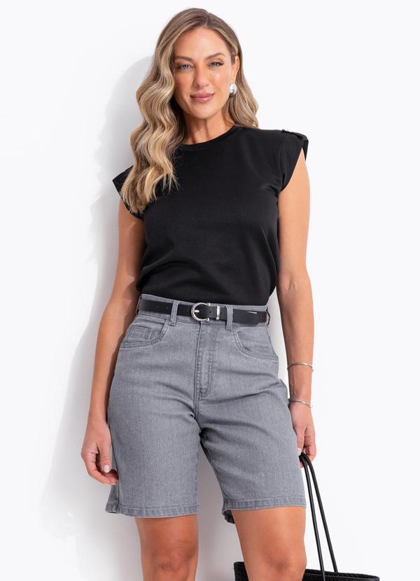 Blusa Preta em Malha Scuba