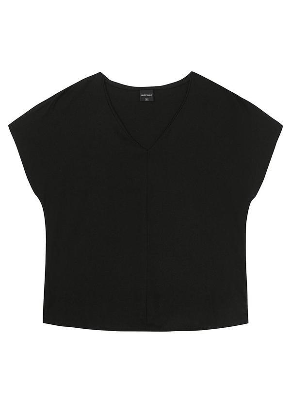 Blusa Preto Box em Viscolinho Sarjado