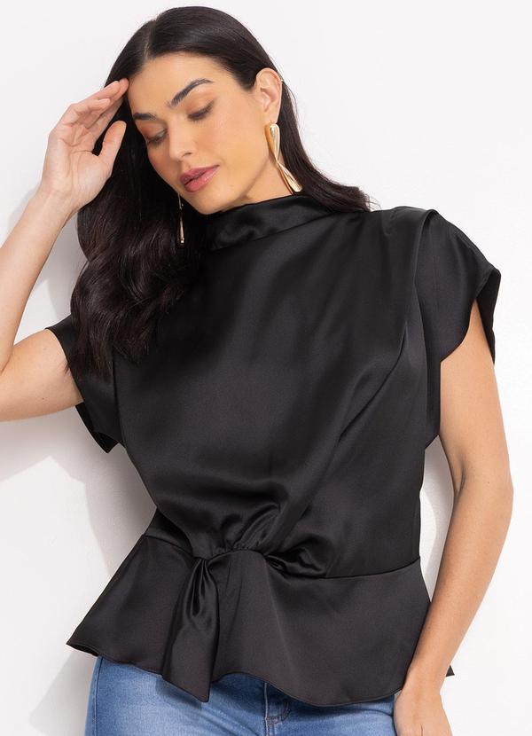 Blusa Preto em Cetim