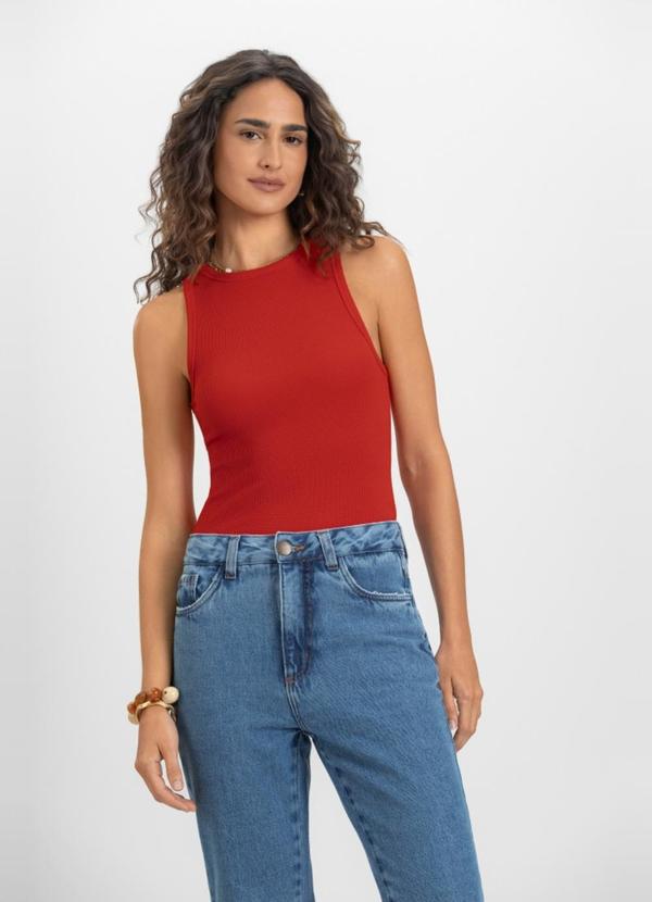 Blusa Regata Feminina em Ribana Vermelho