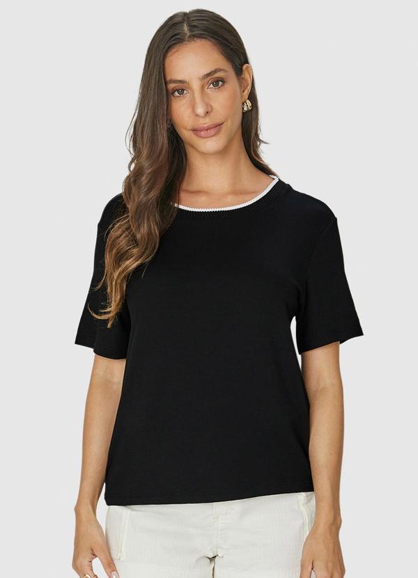 Blusa Regular em Moletinho Preto