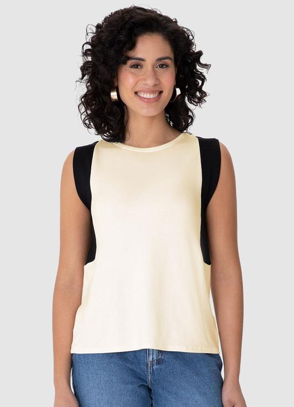 Blusa Reta em Moletinho com Recorte Off White