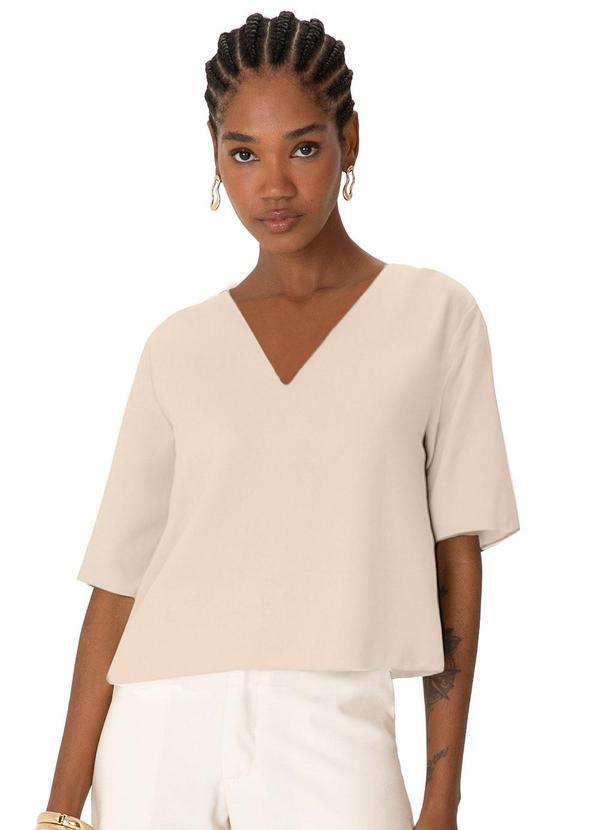 Blusa Reta Texturizada Areia