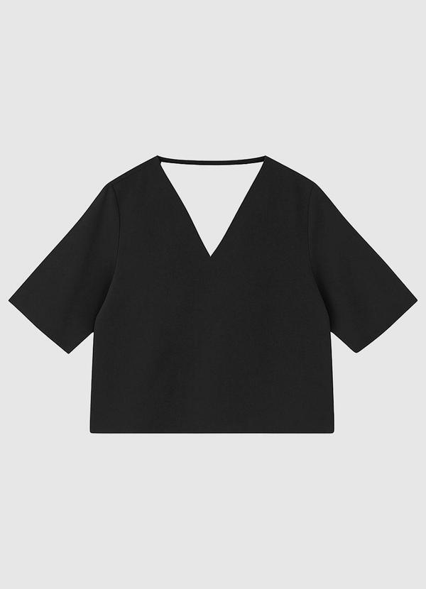 Blusa Reta Texturizada Preto