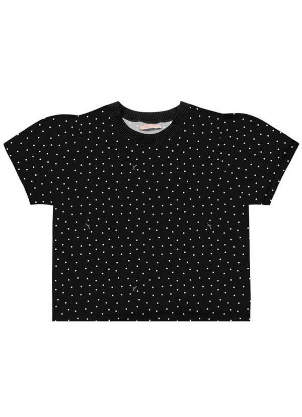 Blusa Retilinea Viscose Estampada Preto